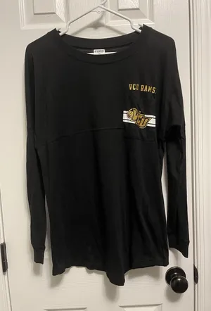 Victoria's Secret Pink VA Commonwealth University Black Long Sleeve Shirt S thumbnail 1