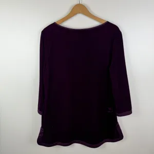 Soft Surroundings Velvet Tunic Top Sz‎ L/XL Purple Soft Comfy Royal Holiday Boho thumbnail 3
