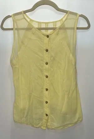 Free People Butter Yellow Sleeveless Button Down Blouse thumbnail 1