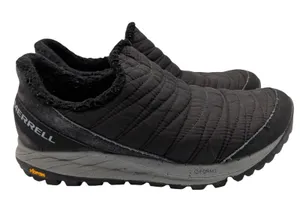 Merrell‎ Encore Ice 4 Womens 11 Black Quilted Suede Vibram Slip On Shoes J066950 thumbnail 1