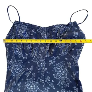 Madewell Womens NWT Blue Floral Midi Sundress Spaghetti Straps Button size 2 thumbnail 4