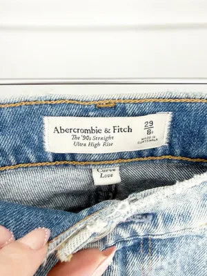Abercrombie & Fitch Curve Love 90s Straight Jeans Womens 29 Blue Ultra High Rise thumbnail 7