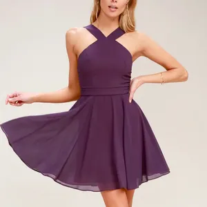 Lulus‎ Forevermore Dusty Purple Halter Sleeveless Skater Dress SMALL thumbnail 1