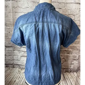 Zara Soft Denim Chambray Popover Blouse Shirt Blouse‎ S Casual thumbnail 3