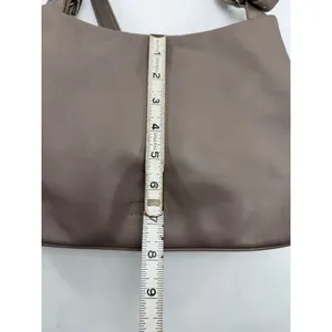 Bill Blass Studio Taupe Leather Shoulder Bag Multi Compartment Silver Buckle thumbnail 7