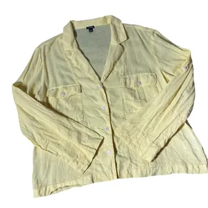 J.Crew Linen‎ Blend Sustainable Shirt Womens 14 Yellow Coastal Utility CA600 Top thumbnail 1