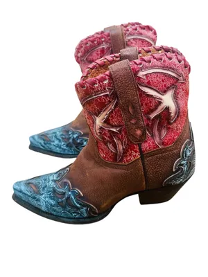 Dan Post Women's Leather Love Bird Brown Cowgirl Western Ankle Boot Size 8 thumbnail 7
