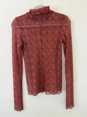 Free People Sweet Memories Dainty Boho Chic Earthy Lace Long Sleeve size small thumbnail 10