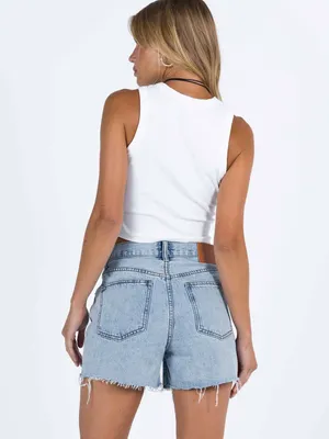 Princess Polly Xena Asymmetrical Denim Shorts Size 2 thumbnail 4