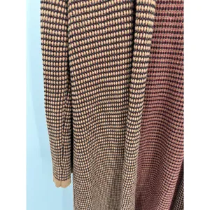 Zara Sweater Women XL Tan Black Red Long Sleeve‎ Open Front Knit Cardigan thumbnail 4