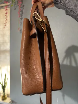 Michael Kors Brown Pebbled Leather Belted Satchel Crossbody Bag thumbnail 11