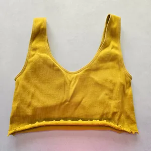 Ribbed Comfort Y2K Bra Top Wireless Pullover‎ Stretch Sleep Forever 21 Yellow M thumbnail 1