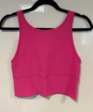 Lululemon Sonic Pink Ribbed Power Pivot‎ Crop Tank Top thumbnail 1