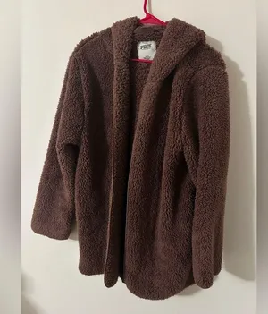PINK maroon fuzzy jacket thumbnail 3