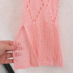 Petal Pink‎ Boho Crochet Coverup Dress Womens Size S Pink Y2K Festival Polyester thumbnail 2