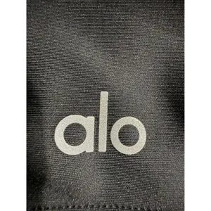 Alo Yoga‎ Womens Black Racerback Sports Bra Size S Solid Scoop Neck Logo Worn thumbnail 4
