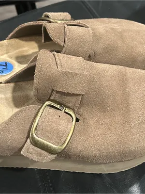 Cushionare Women's Suede Slip-On Mules with Buckle - Brown thumbnail 7
