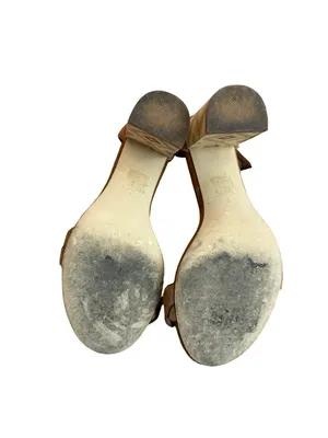 Jeffrey Campbell LIndsay Sandals Suede Camel Block Heel Retro Size 7 Women's thumbnail 9