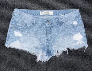 Abercrombie Fitch Low Rise Micro Mini Floral Denim Distressed Jean Shorts 8 Y2K thumbnail 1