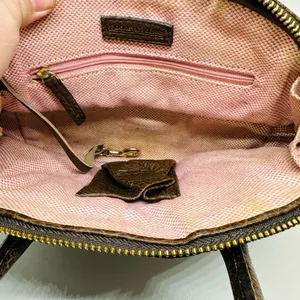 Vintage Dooney & Bourke Chocolate Brown Dome Zipper Closure Satchel Size Small thumbnail 10
