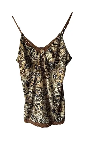 Weavers Girl Camisole‎ Top M Boho Floral Lace Trim Y2K Retro Tank Top Babydoll thumbnail 1