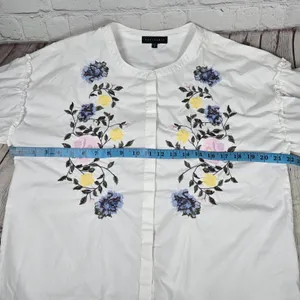Sanctuary Danni White Embroidered Floral‎ Button Front Blouse Top Size M thumbnail 7