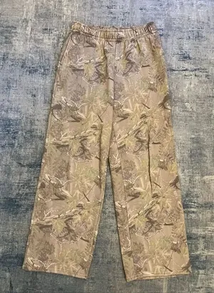 PacSun Tan Beige Green Tree Camo Baggy Wide Leg Sweatpants Women's Small thumbnail 1