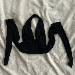 Vacation Bliss Black Halter Wrap Crop Top thumbnail 5