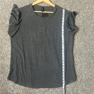 NWT PrinStory Gray T-Shirt Ruffle Sleeve Casual Neutral XXL thumbnail 6