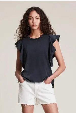 All Saints Lara Ruffle Stonewash Cami Sz 00 thumbnail 2