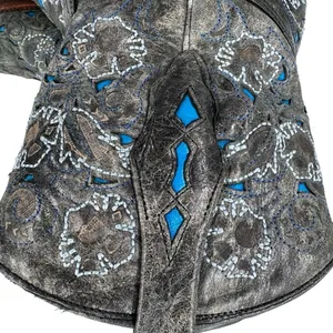 CORRAL Snip Toe Boots Blue‎ Gray Inlay Cowboy Angel Wing & Dove Size 6.5M thumbnail 2