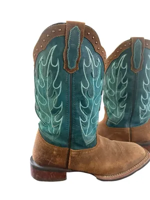Laredo Women's Faye Broad Square Toe Leather Boots Womens Size 7.5 thumbnail 9