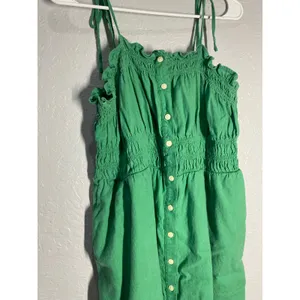 Universal Thread Green Linen Blend Smocked Midi Dress Boho Resort Vacation XL thumbnail 2