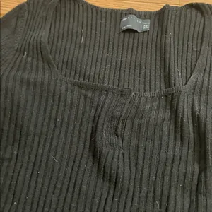ASOS Henley Black Ribbed Long Sleeve Top thumbnail 3