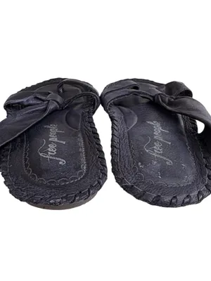 Free People Leather Bailey Slip-On Sandals Navy Size 7.5 thumbnail 6