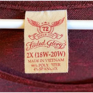 Faded Glory Long Sleeve Blouse Size 2XL Burgundy & black Blend thumbnail 3