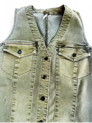 Free People Clean Break Denim Mini Dress Green Acid Wash Stretch Denim Size 8 thumbnail 6
