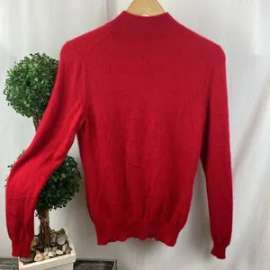 Prive 100% Cashmere Red Long Sleeve Mock Turtleneck Sweater L thumbnail 3