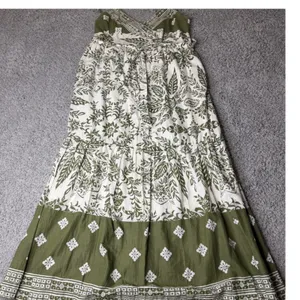 Speed Control New York Olive Green Floral Cotton Tiered Maxi Dress Womens Medium thumbnail 1