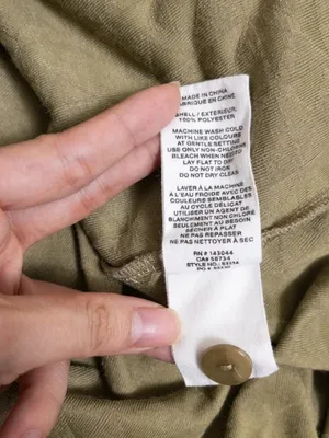 Avec Les Filles Textured Button Down Shirt S Triangle Terrycloth Olive Cover Up thumbnail 12