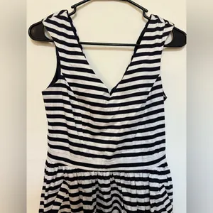 Zara V-Neck Fit and Flare Striped Skater Dress‎ XS thumbnail 4