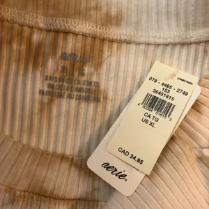 Aerie Womens Rebel Cropped Tank Top Tie-Dye Ribbed Beige & White XL thumbnail 3