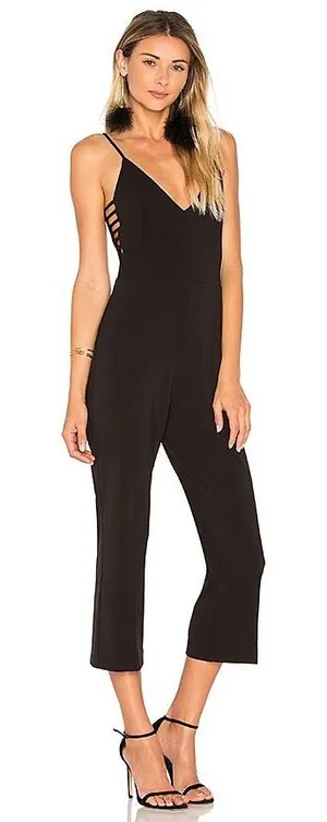 Amanda Uprichard X REVOLVE Chandon Jumpsuit Black Ponte Medium Cropped Date‎ thumbnail 1
