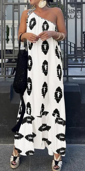 PRETTYGARDEN One Shoulder Asymmetrical Maxi Dress White Women's S thumbnail 1