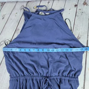 Lulus Be Mellow Denim Blue Maxi Dress Halter Neck Sleeveless 43595 Large NEW thumbnail 7