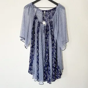 Free People Because I Love You Floral Sheer Babydoll Flowy Tunic Top Boho XS NEW thumbnail 3