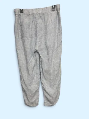 Quince 100% European Linen Blue & White Pinstripe Cropped Pants XS thumbnail 3