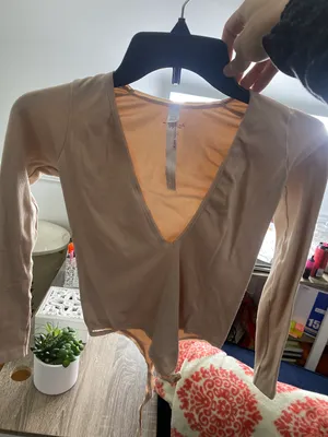 Deep V Neck / Long sleeve Bodysuit Pink Size XS thumbnail 1