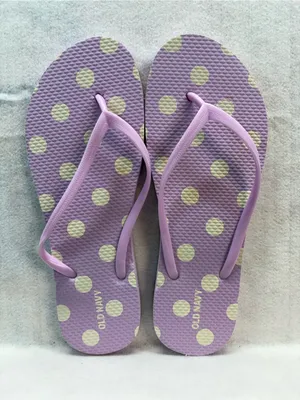 Old Navy Flip Flops Women’s US 9 Lavender White Polka Dot Thong Sandals thumbnail 1