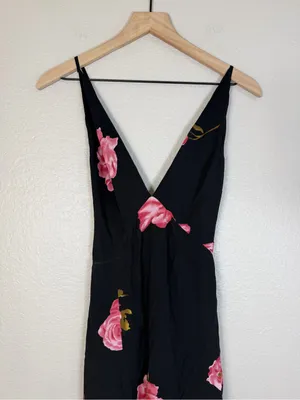 Reformation Renee Black Pink Floral Maxi Dress size XS $218 thumbnail 2